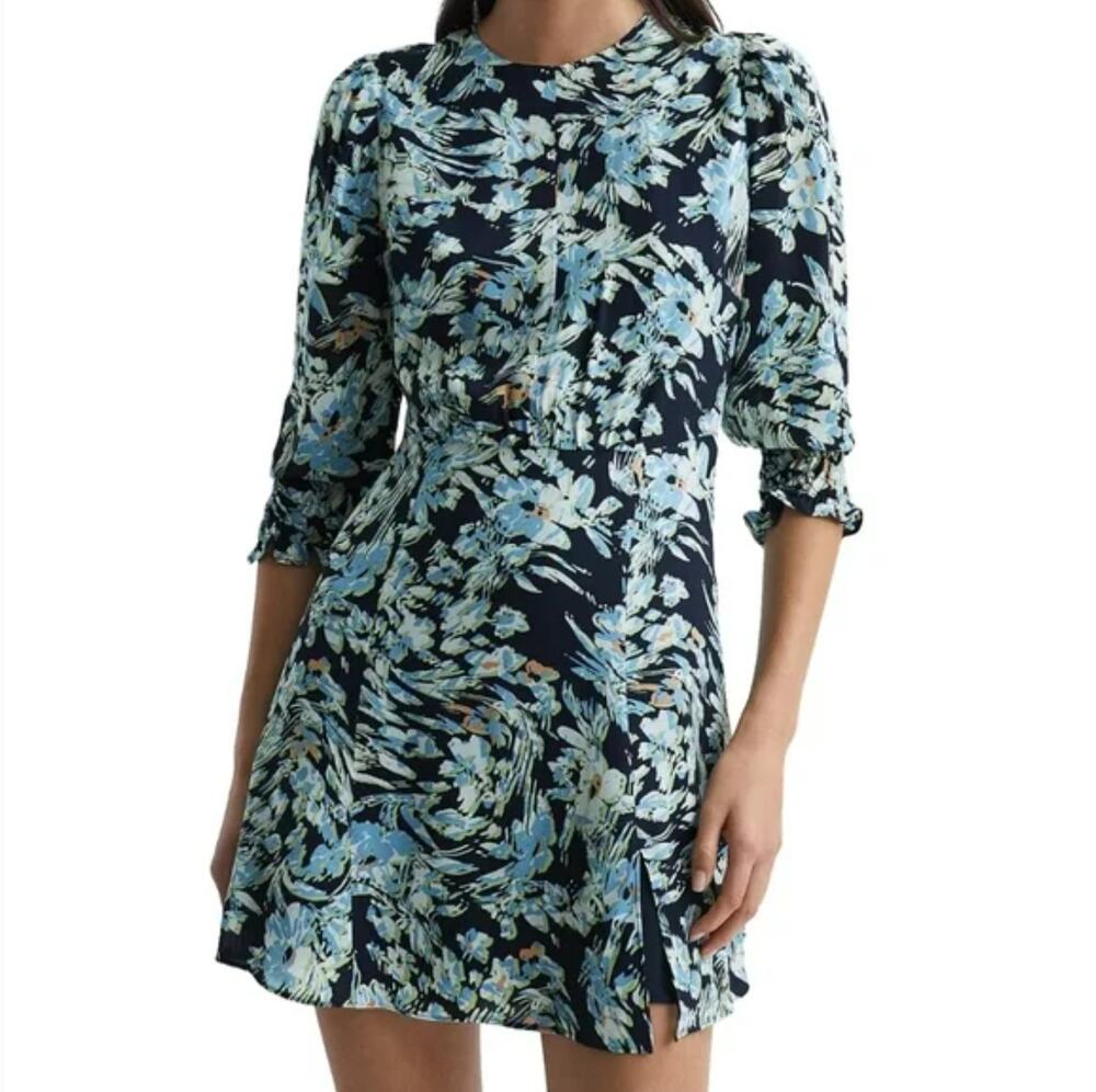 Reiss Annie Floral A-Line‎ Minidress Women's Navy Floral Women's Size 4